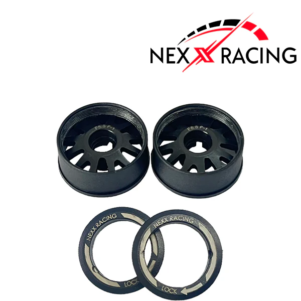 NXUSA-EVO-R Nexx Racing 2WD “JUD” threaded carbon-fiber reinforced EVO Flanged Rear Wheels (2) pcs for Mini-Z (BLACK)