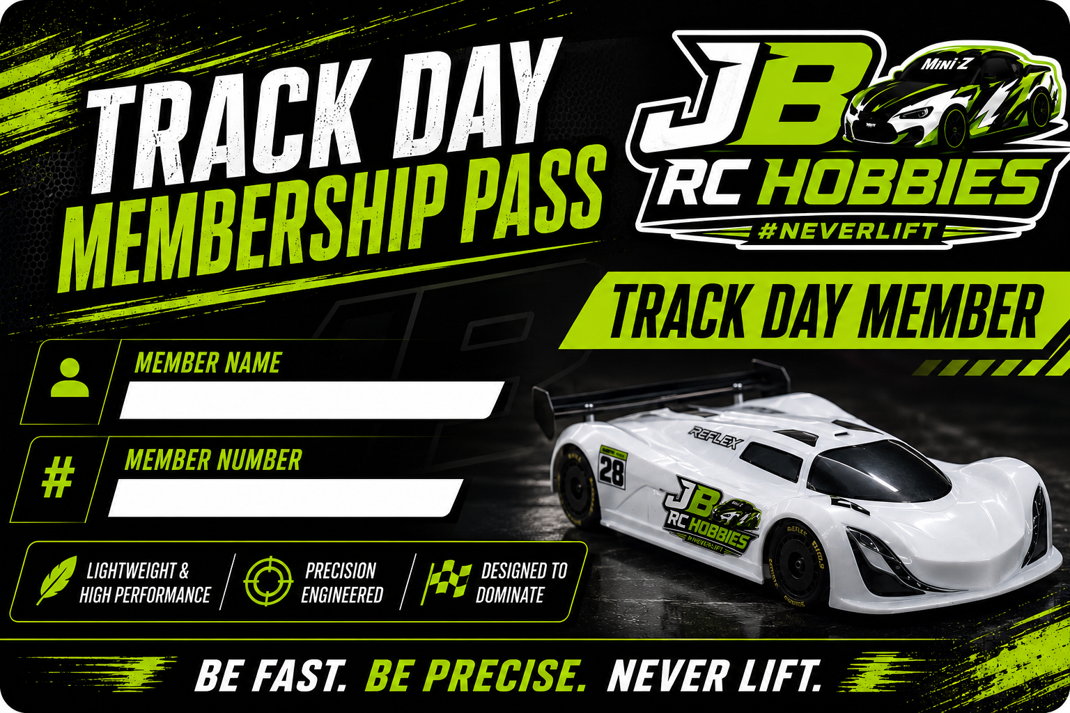 JB RC Hobbies Track Day Membership Day Pass