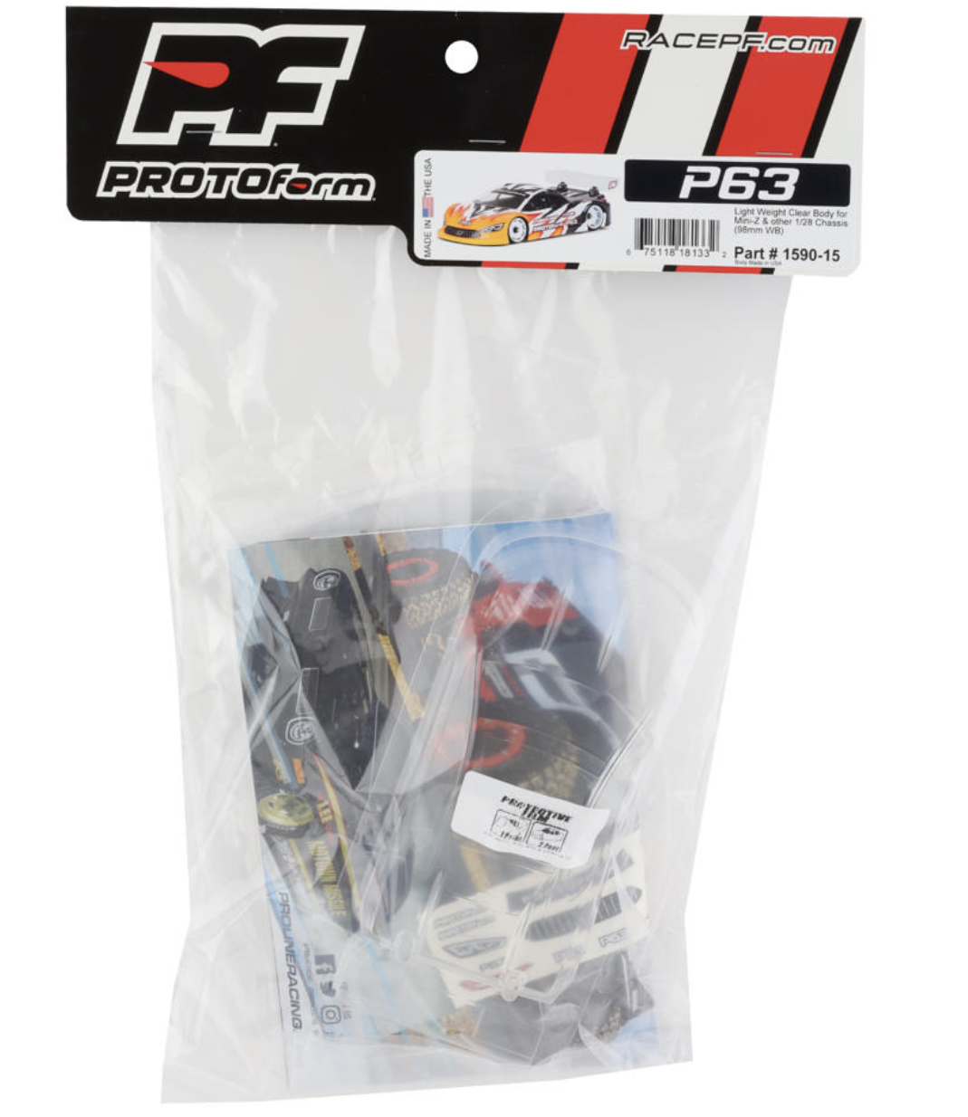 Protoform Light Weight Clear Body for Mini-Z  & Other 1/28 Chassis (98 mm WB)